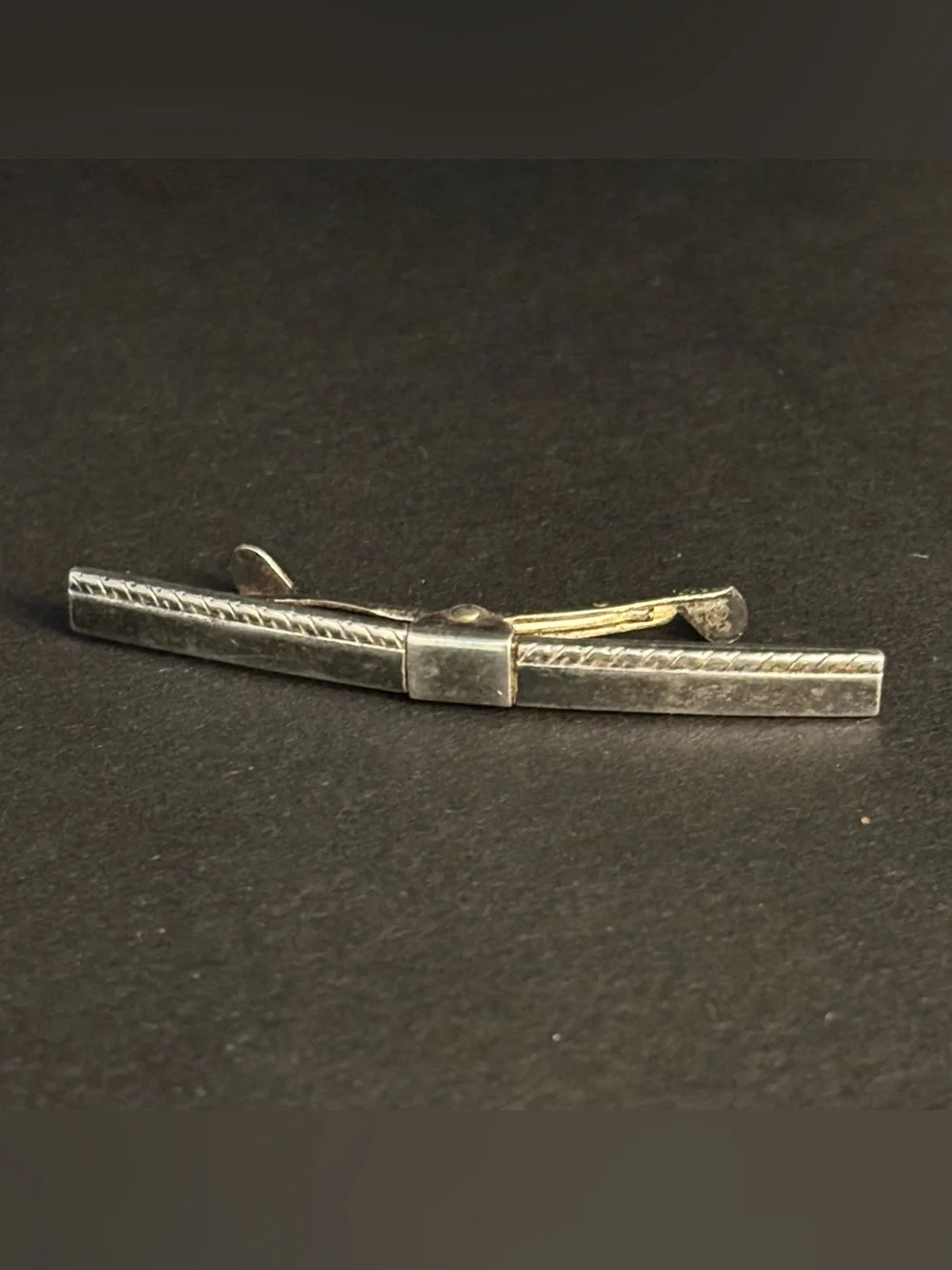 Vintage Hickok Sterling Silver Tie Clip Bar Mid Century Modern Retro 2in